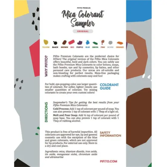 Pifito Mica Colorant Powder Original Sampler │ 10 Beautiful Color Dyes for Soap Making Supplies, Bath Bombs, Epoxy Resin (.25 oz ea) {4}