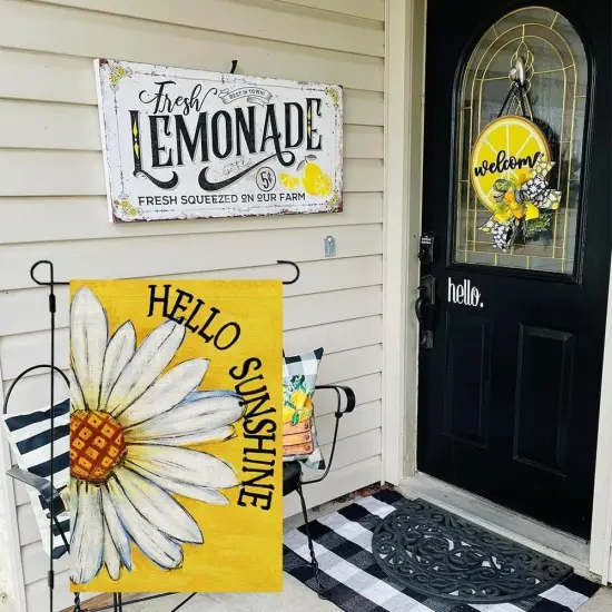 Summer Garden Flag Daisy Double Sided 12x18 Inches Small Burlap Seasonal Welcome Yard Porch Decoration for Outside (Yellow) {2}
