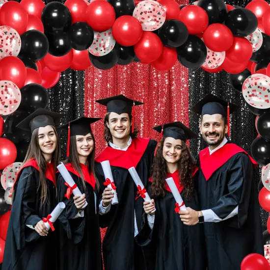 137 Pcs Black Red Party Decorations with 4 Sequin Backdrop Curtain 133 Balloon Arch Kit 2025 Graduation Decorations Birthday Party Photo Backdrop for Wedding Anniversary Decor {2}