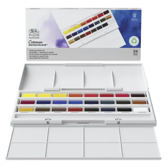 Winsor & Newton Cotman Watercolors- Studio Set of 24, Assorted Colors, Full Pans {1}