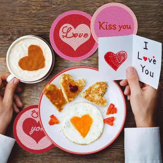 8 Pcs Diamond Art Painting Love Coasters with Holder,DIY Valentines Coaster Diamond Art Kits for Adults Beginners, Round Full Drill Diamond Art Craft Supplies QLBD-03 {4}