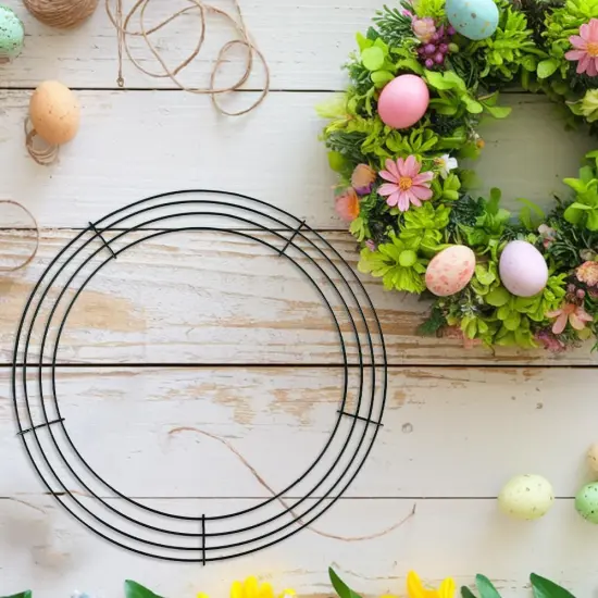 Wire Wreath Frame, 2 Pack 14 Inch Metal Wreath Form Frame, Large Dark Green Round Wire Wreath Rings for DIY Craft Home Decor Indoor Outdoor Holiday Party Decorations Supplies {3}
