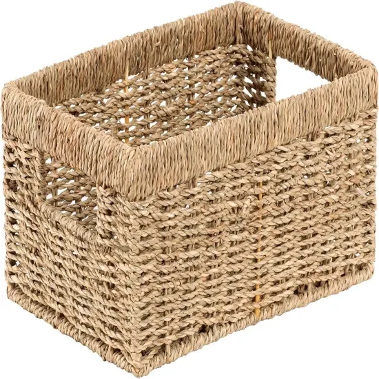Wicker Baskets (Medium, Seagrass, 1PC) Rattan Storage Baskets for Shelves, Woven Seagrass Holder {2}