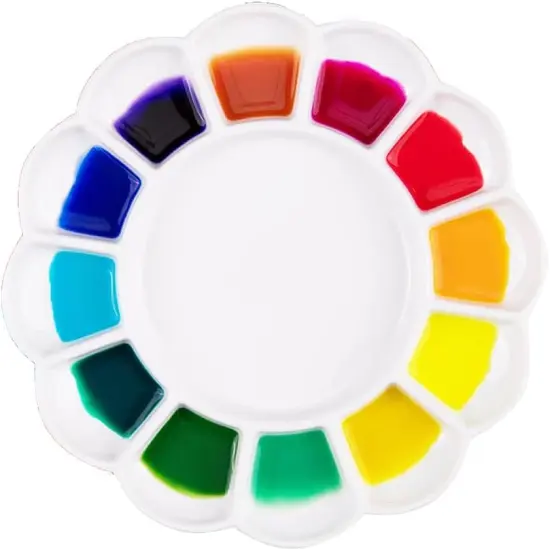 13-Well Ceramic Paint Palette Porcelain Paint Palette Tray Artist Watercolor Mixing Palette for Acrylic, Watercolor, Gouache Painting, Round {1}