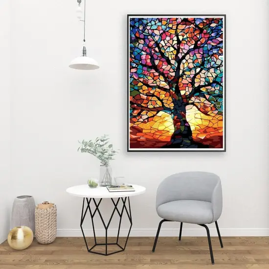 Paint by Numbers Kit for Adults Beginners - Stained Glass Tree of Life Paint by Number Canvas, DIY Acrylic Easy Tree Oil Painting for Gift Home Wall Decor 16 X 20 Inch {4}