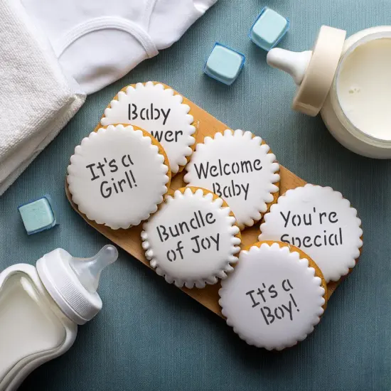Baby Lettering Cookie Stencil Set: It's a Girl, It's a Boy, Baby Shower, Bundle of Joy, You're Special, Welcome Baby | C824 by Designer Stencils | Cookie Decorating Tools | Stencils for Royal Icing, Airbrush, Dusting Powder | Reusable Food Grade {2}