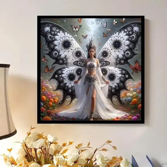 Diamond Art Painting Kits for Adults, Butterfly Fairy 5D Diamond Painting Dots Art Kits for Adults Beginner, DIY Flowers Full Round Gem Crystal Art paint by Diamond, Home Wall Decor {2}