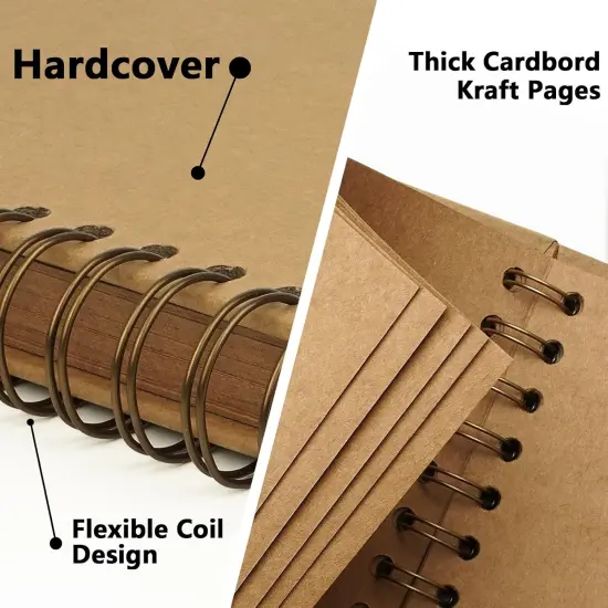 Hardcover Kraft Blank Page DIY Scrapbook Photo Album, 40 Pages (20 Sheets) - Perfect for Wedding Anniversaries, Family Memories, and Small Scrapbooking Projects {3}