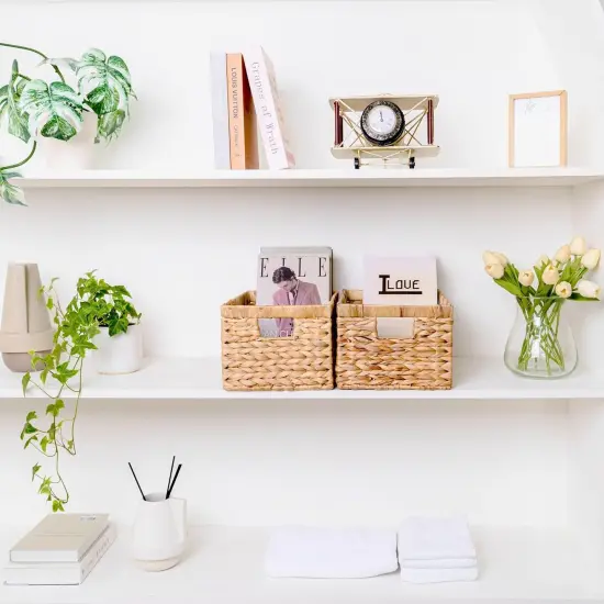 Set of 3 Spring Wicker Storage Basket, Water Hyacinth Storage Baskets, Wicker Storage Baskets for Shelves, Wicker Baskets for Storage, Woven Baskets for Storage {2}