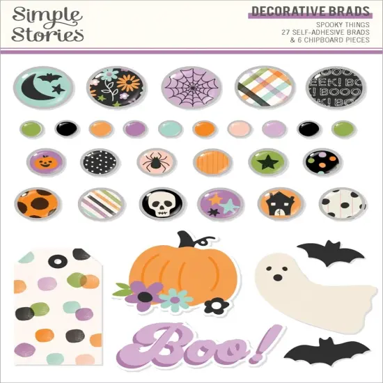 Simple Stories Decorative Brads-Spooky Things {1}