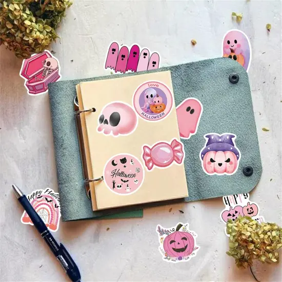 50pcs Pink Halloween Stickers {2}