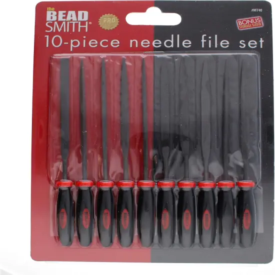 The Beadsmith Needle File Set, 10 Pieces Hand Metal Files, 10MM 2 Cut, Steel Set Includes: Round, Triangle, Knife File, Oval, Flat Blunt, Flat Tapered, Half-Round, and Square {6}