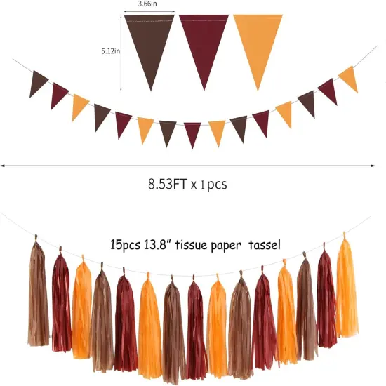 Brown Burgundy Orange Party-Decorations - 23pcs Fall Autumn Thanksgiving {3}