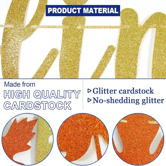 Falling Leaves Birthday Wishes Banner, Glitter Maple Leaves Birthday Banner {3}