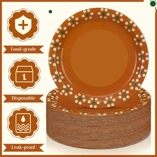 Platos De Barro Mexicanos Mexican Paper Plates Mexican Dinnerware Terracotta Flower Clay Pottery Plates Party Supplies Birthday Wedding Party Decorations(9 Inch,50 Pcs) {2}