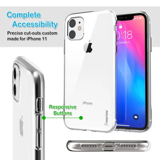Insten Ultra Slim Soft TPU Rubber Protective Cover Compatible with iPhone 11 6.1" 2019 [Reinforced Camera Protection / Support Wireless Charging] Clear {4}