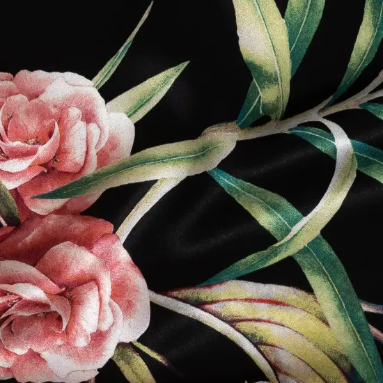 1 Yard Mood Exclusive Italian Silk Charmeuse Green & Blue Ferns and Foliage Digitally Printed 53" Inches Wide {2}