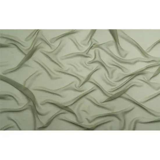 1 Yard Oil Green Crinkled Silk Chiffon 43" Wide Perfect for Dresses & Evening Wear {3}