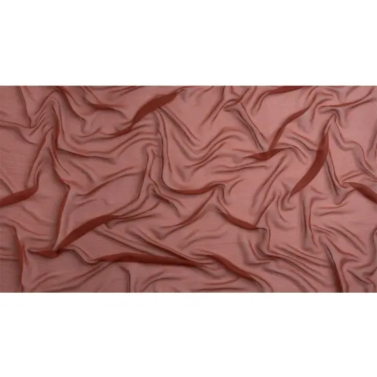 1 Yard Mahogany Crinkled Silk Chiffon Fabric Sheer Lightweight Perfect for Evening Wear, 43 Inches Wide {3}