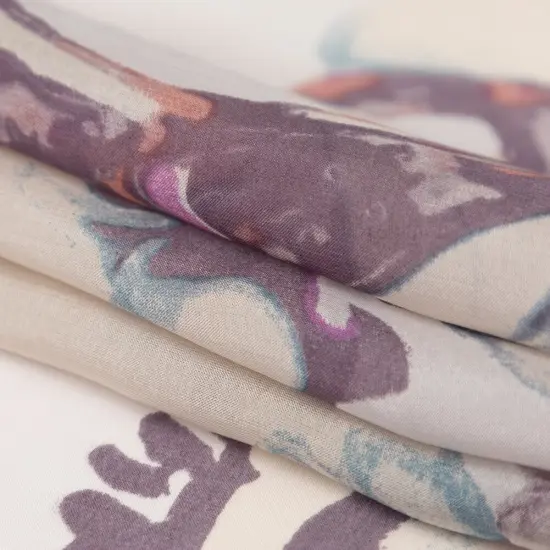 1 Yard Antique Purple Rust Abstract Silk Chiffon 51 inch Width {3}