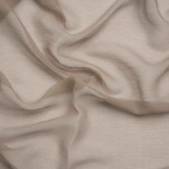 1 Yard Fungi Brown Crinkled Silk Chiffon 43" Wide Silk Premium Sheer Lightweight Fabric {1}