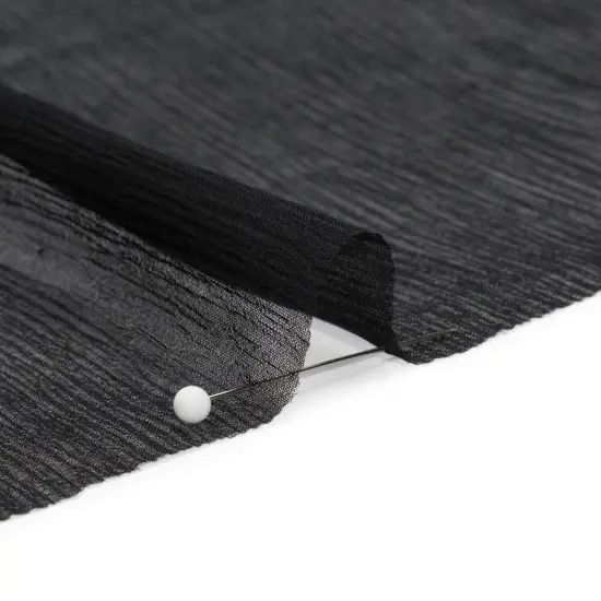 1 Yard Flowing Black Crinkled Silk Chiffon Fabric 43" Wide for Tops, Dresses & Ruffles {2}