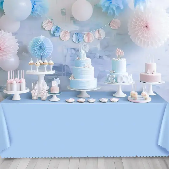 6 Pack Plastic Light Blue Tablecloth {4}