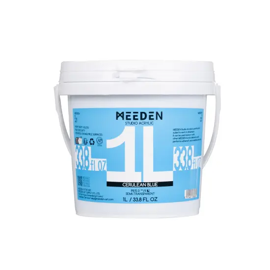 MEEDEN Cerulean Blue Acrylic Paint: 1 L /33.8 oz Heavy Body Gloss Non-Toxic - Art Paints for Canvas, Wood, Craft Painting {1}
