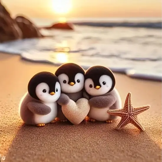 Sunset Penguin Diamond Painting Kits - 11.8x11.8 Inch {1}