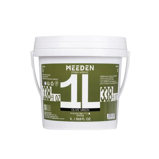 MEEDEN Olive Green Acrylic Paint: 1 L /33.8 oz Heavy Body Gloss Non-Toxic - Art Paints for Canvas, Wood, Craft Painting {1}