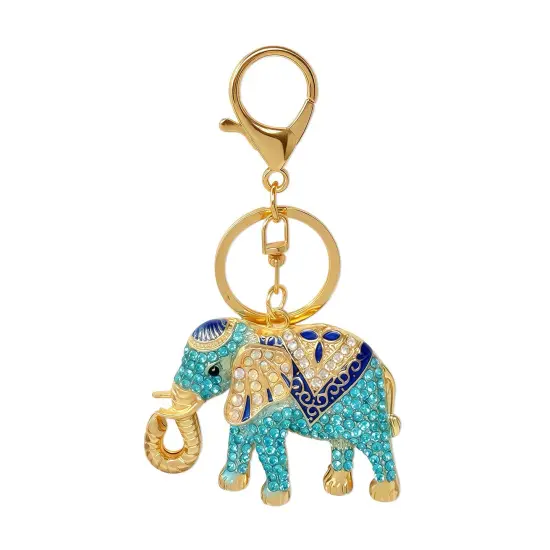 Wrapables Crystal Bling Keychain, Keyring Purse Handbag Pendant Charm, Blue Opulent Elephant {1}