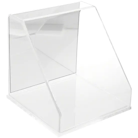 Plymor Clear Acrylic Slanted Front Display Case, 10" x 10" x 10" Clear (Mirrored) {1}