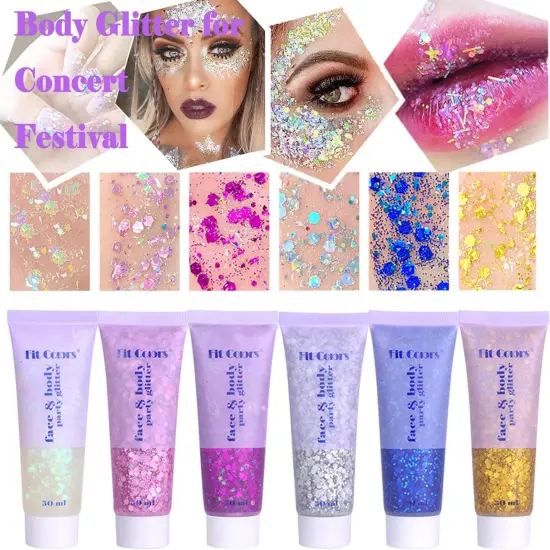 Makeup 150ml Chunky Sequins Mermaid Face Body Hair Glitter Gel (White&Silver&Pink) {3}