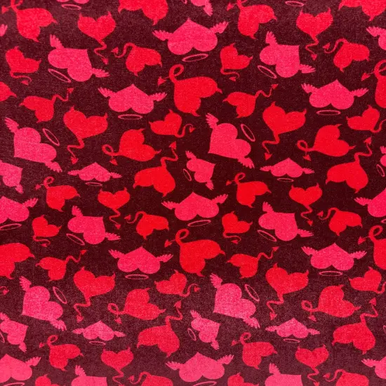 1 Yard Devil Heart Print Stretch Velvet Fabric for Costumes Leggings Dancewear Streetwear {2}