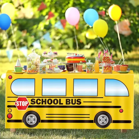 6Ft Back to School Bus Tablecloth Decorations {2}