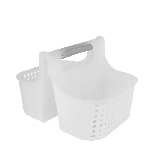 Portable Shower Caddy, Bathroom Organizer Basket, Perfect Size for Dorm/College, Plastic Bath Tote, Dries Quickly with Drainage Holes White {4}
