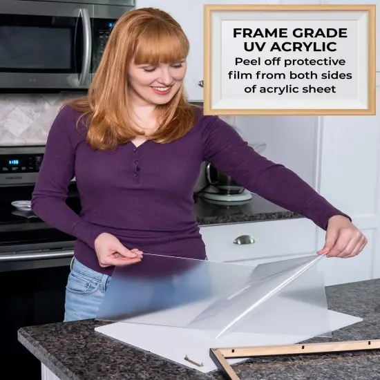 Photo Size Linear Black Picture Frame - UV Acrylic, Foam Board Backing, Hanging Hardware {6}