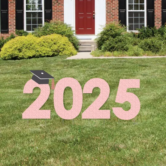Big Dot of Happiness Rose Gold Grad - 2025 Yard Sign Outdoor Lawn Decorations - Graduation Party Yard Signs - 2025 {1}
