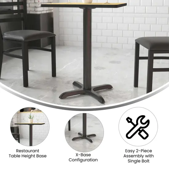 Emma and Oliver 22'' x 22'' Restaurant Table X-Base with 3'' Dia. Table Height Column Black {4}