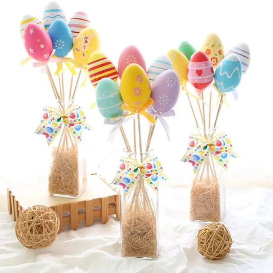 10 Pieces Easter Bows for Wreath, Happy Easter Wreath Bows White Yellow Burlap Bows Spring Holiday Eggs Flowers Gift Bows for Front Door Easter Spring Birthday Party Decorations Supplies {4}