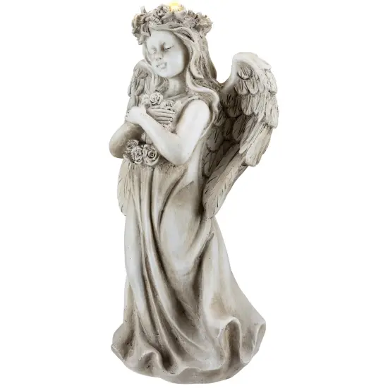Northlight LED Lighted Standing Cherub Angel Statue - 12" Beige {7}