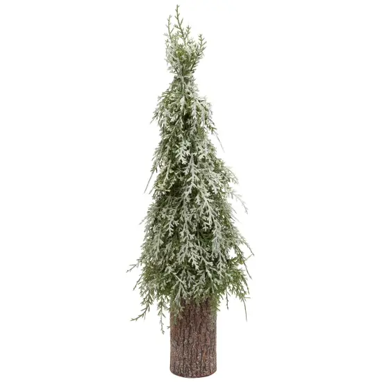 Northlight Iced Cedar Pine Artificial Mini Christmas Tree - 22" - Unlit Green {3}