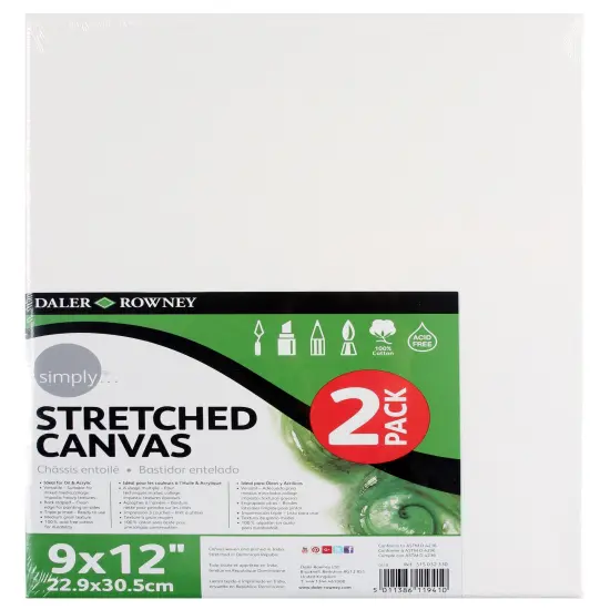 Daler-Rowney Simply Stretched Canvas 2/Pkg-9"X12" {1}