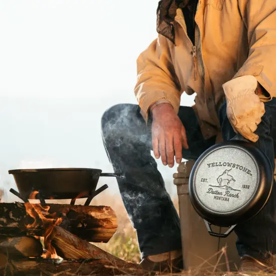 Lodge Yellowstone Combo Cooker Cast Iron Deep 3.2 Quart Skillet with Bucking Bronco Design Lid-Skillet, Versatile Pre-Seasoned Home and Camp Cookware {4}