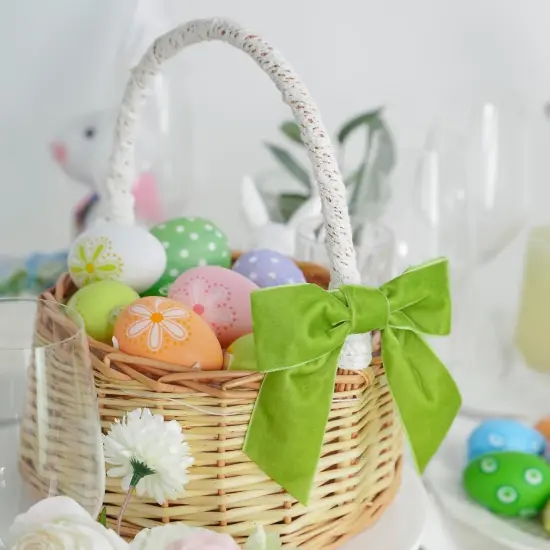 Apple Green Velvet Bows 4.5" Green Velvet Easter Bows Premade Bows Green Twist Tie Bows for Wreaths, Gift Basket, Spring Holiday Decor, Gift Wrapping, Swag, Wedding Decor - 12 PCs {5}