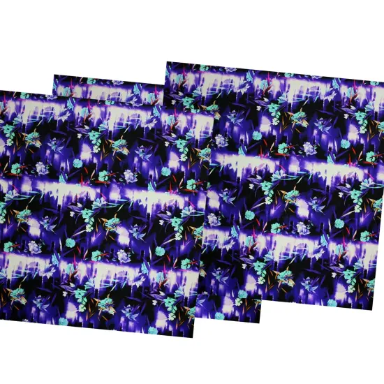 1 Yard Electric Blossoms Printed Spandex Fabric {5}