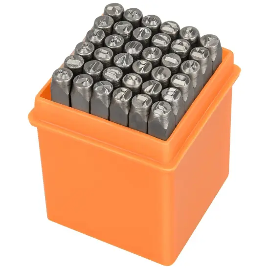 37pcs Metal Stamping Kit, 3mm(1/8") Number and Letter Stamp Set, Include Artistic Font Uppercase, Number Punch and Heart Design Stamp(37pcs 3mm) {1}