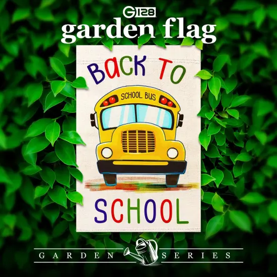 G128 Back to School Bus Garden Flag 12x18 In Double Sided Back to School Yard Garden Lawn Decoration {2}