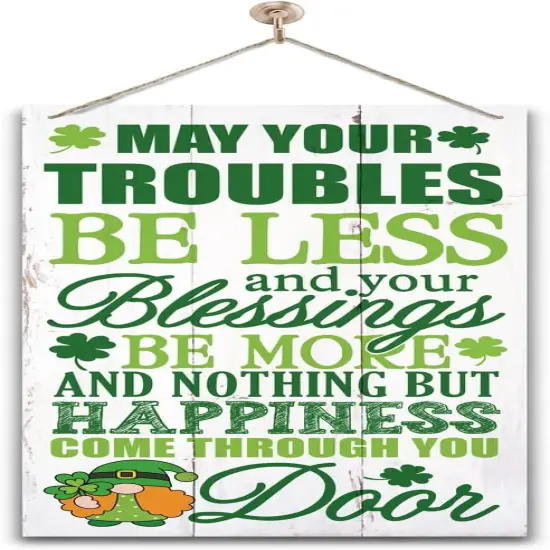 Hanging St Patricks Day Wood Decor Sign, Irish Prayer Printed Wood Wall Art Sign, Irish Home Signs Decor, Hanging Door Wood Sign, Irish Blessing Sign, St Patricks Day Decor, Rustic Farmhouse Decor {1}