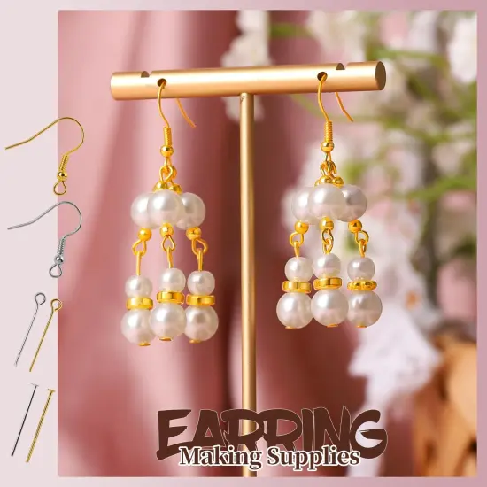 1200PCS Jewelry Making Supplies, Jump Rings for Jewelry Making, Earring Hooks Earring Findings for Jewelry Making, Silver Gold Jump Rings, Lobster Claw Clasps Necklace Extender Chain {5}